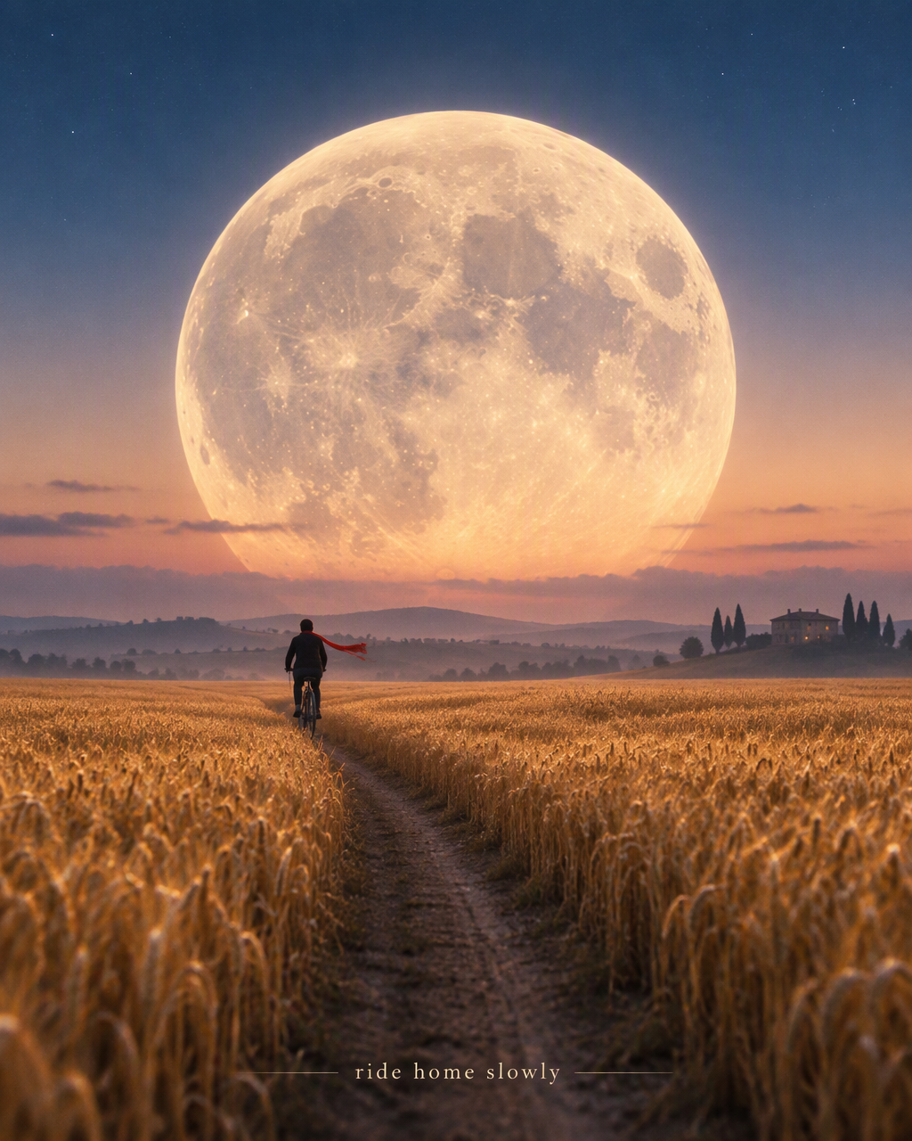 Cycling beneath an oversized moon