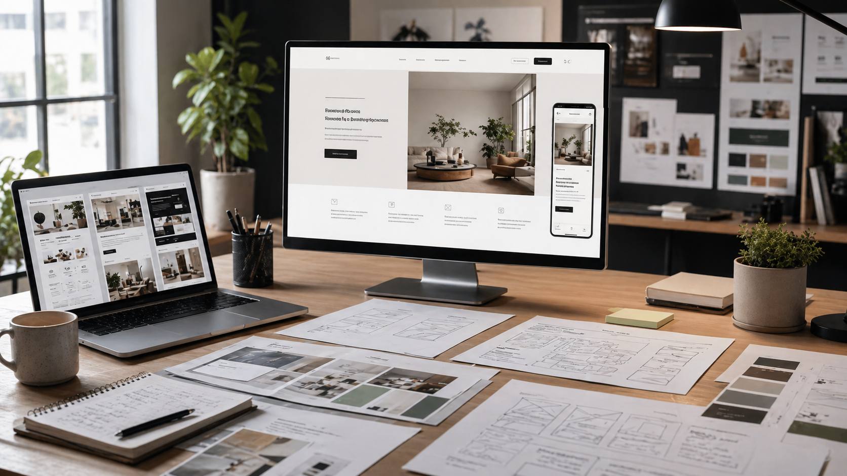 Cover gambar landing page Rivya dengan review layout hero, ruang CTA, preview mobile, dan varian visual.