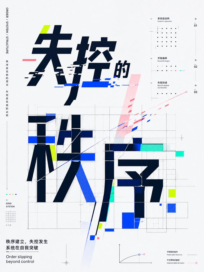 幾何字體概念海報預覽，包含模組形狀和可讀字體。