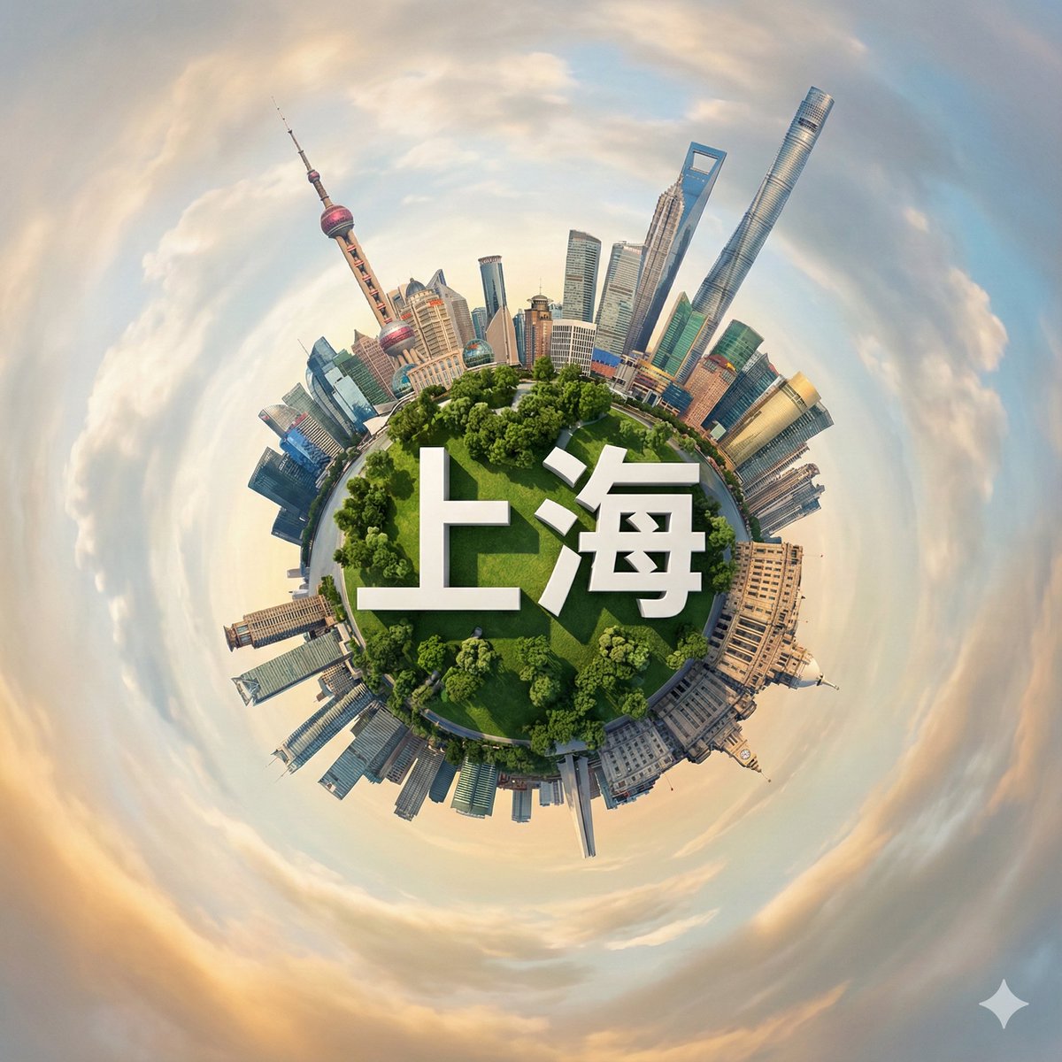 上海微型星球地標圖片預覽，展示天際線主體、構圖、風格方向與可重複使用的輸出結構。